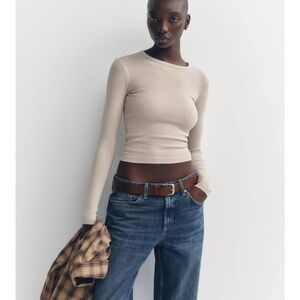 Zara Long Sleeve Cotton Modal T Shirt